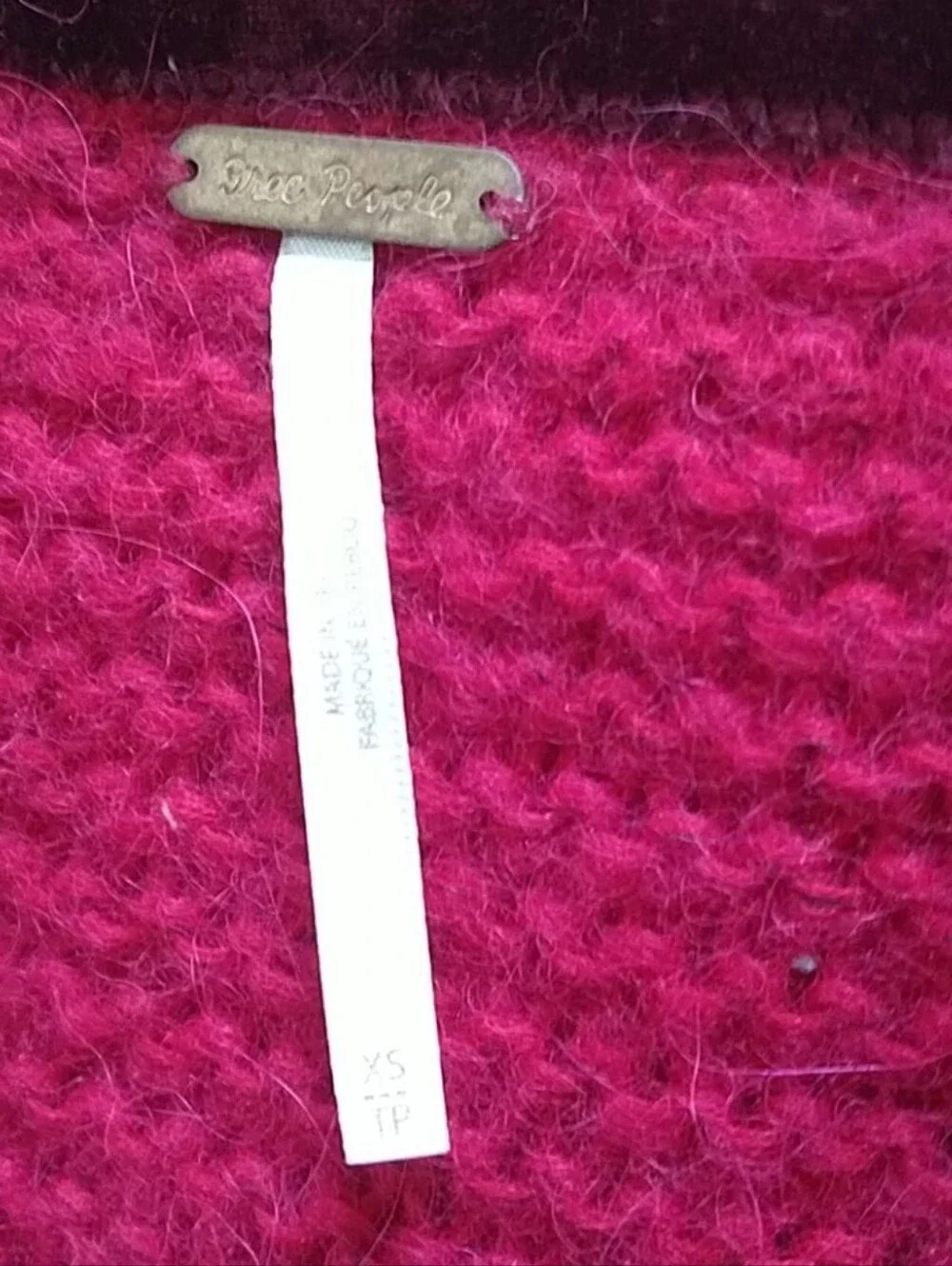 Free People All Mine Hot Fuchsia Pink Cotton / Alpacs Fuzzy Oversize Sweater
